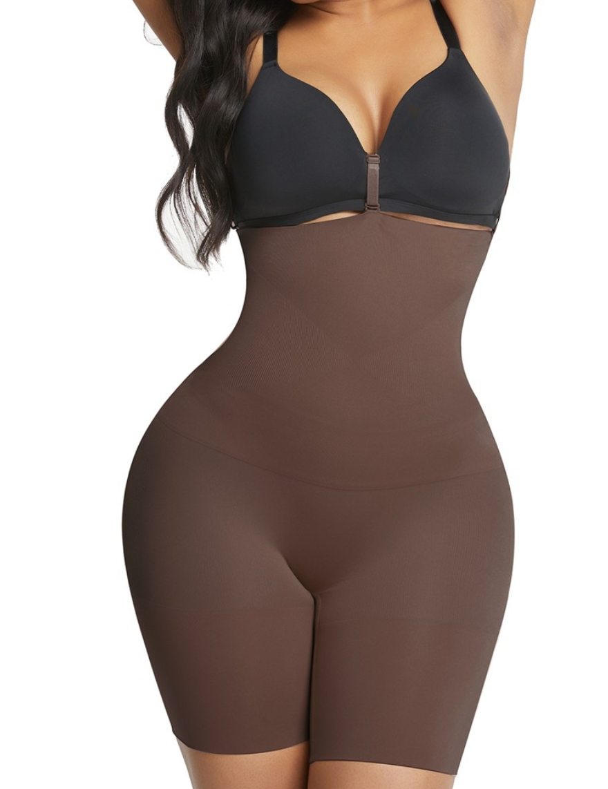 Deep Coffee Seamless Tummy Firm Control Shorts Shapewear Elastic