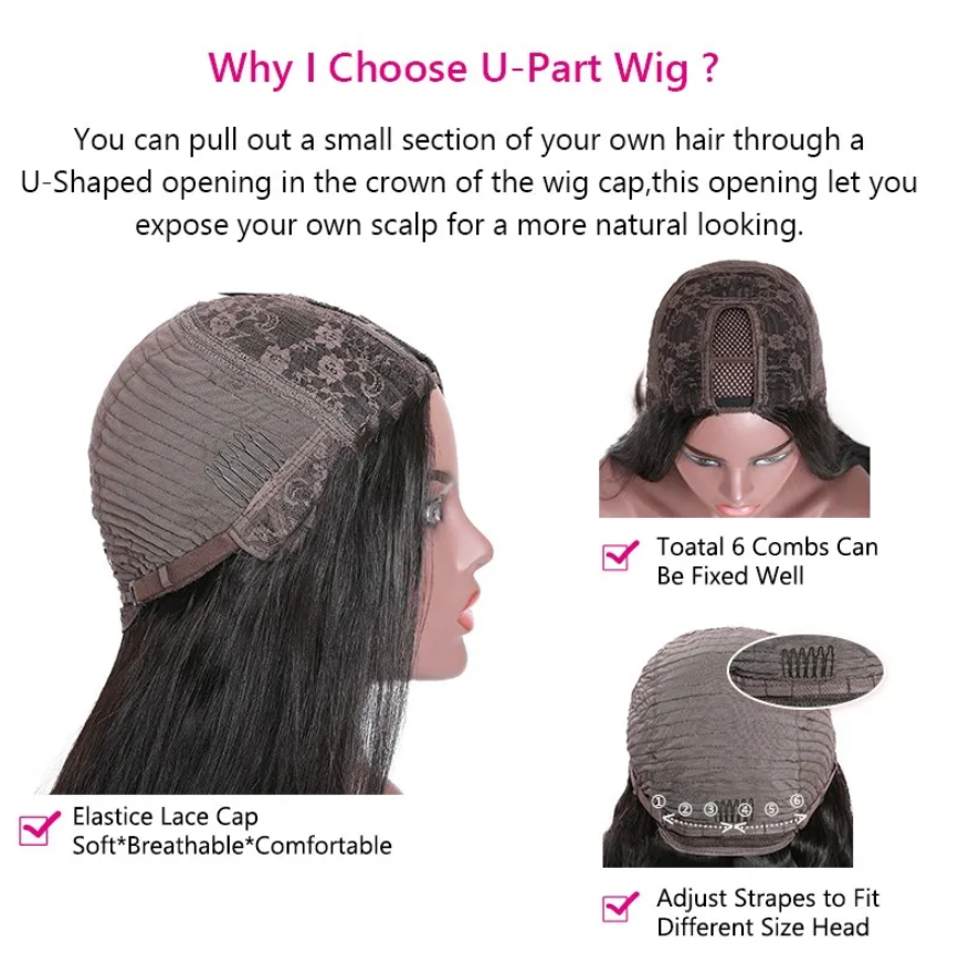 Human Hair Upart Wig 12in-30in #1B