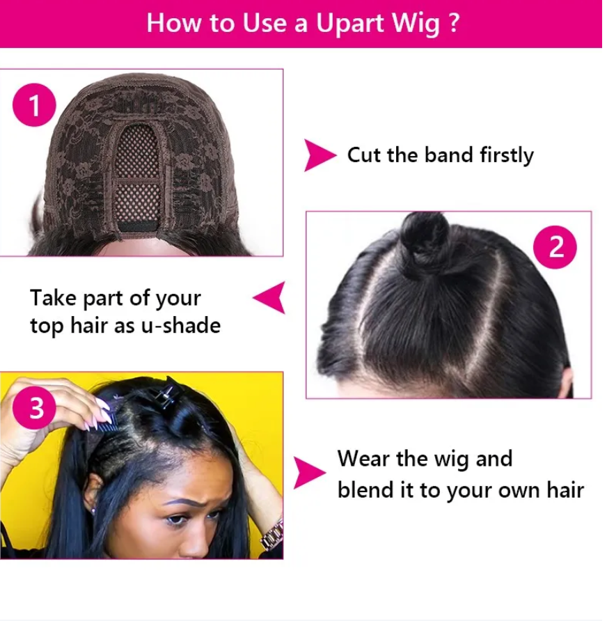 Human Hair Upart Wig 12in-30in #1B
